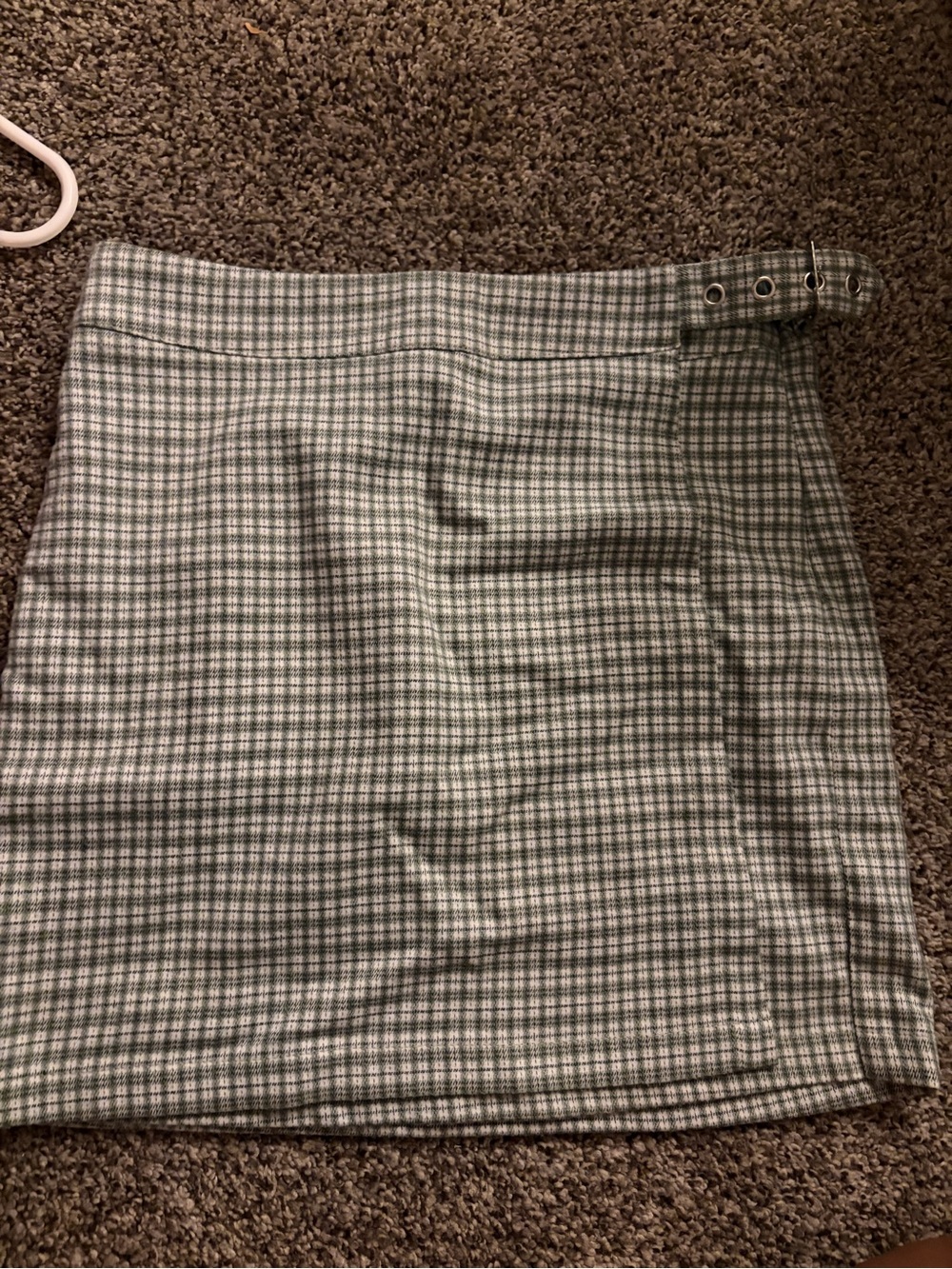 Full Tilt Green and White Plaid Mini Skirt